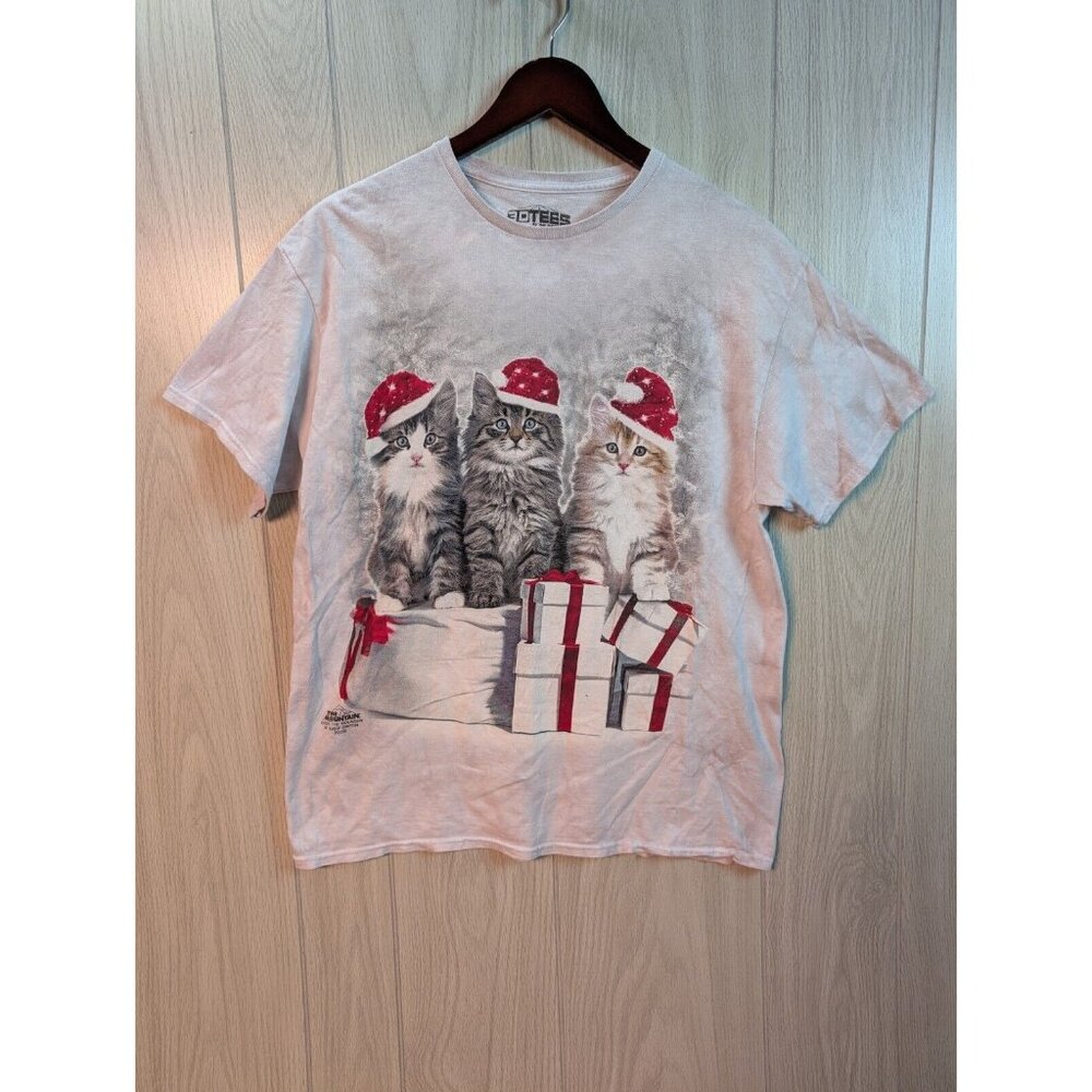 The Mountain 3D Tees Short Sleeve T Shirt Mens Sz Large Christmas Kitten Present